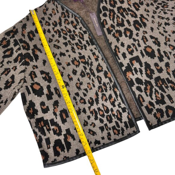 NWT RACHEL ROY Leopard Print Cardigan Jacket Sz.M Tan Black Wool Blend Mob Wife - Picture 8 of 11